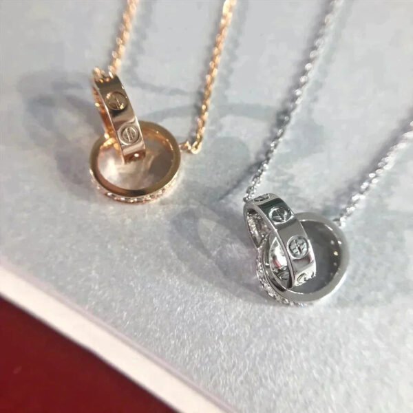 LOVE NECKLACE ROSE GOLD AND SILVER DIAMOND