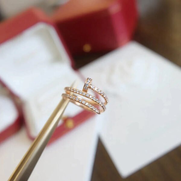 JUSTE RING 1.8MM ROSE GOLD DOUBLE ROW DIAMONDS
