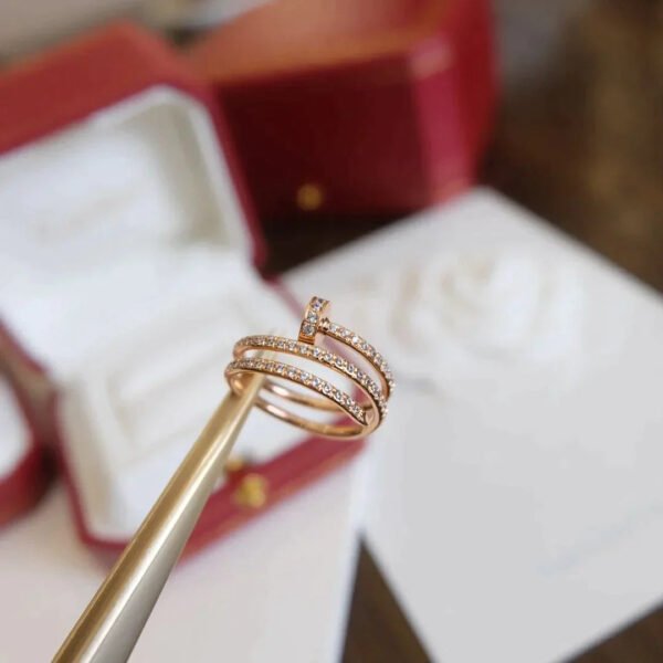 JUSTE RING 1.8MM ROSE GOLD DOUBLE ROW DIAMONDS
