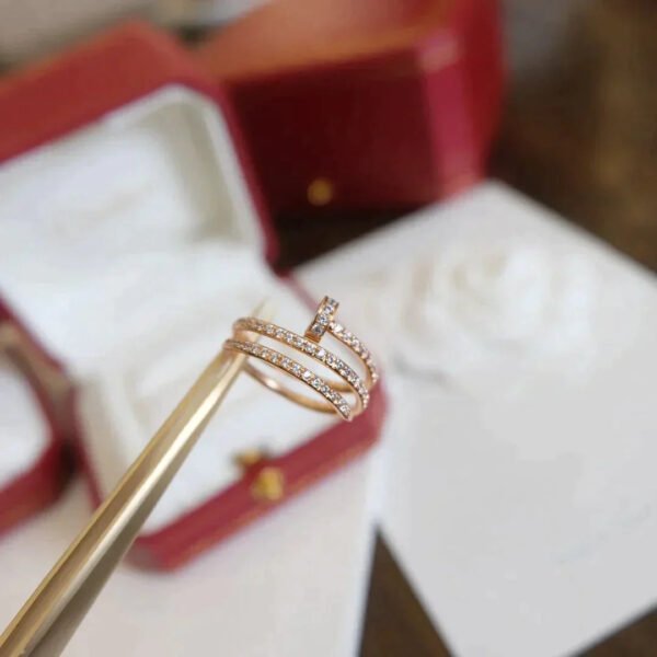 JUSTE RING 1.8MM ROSE GOLD DOUBLE ROW DIAMONDS