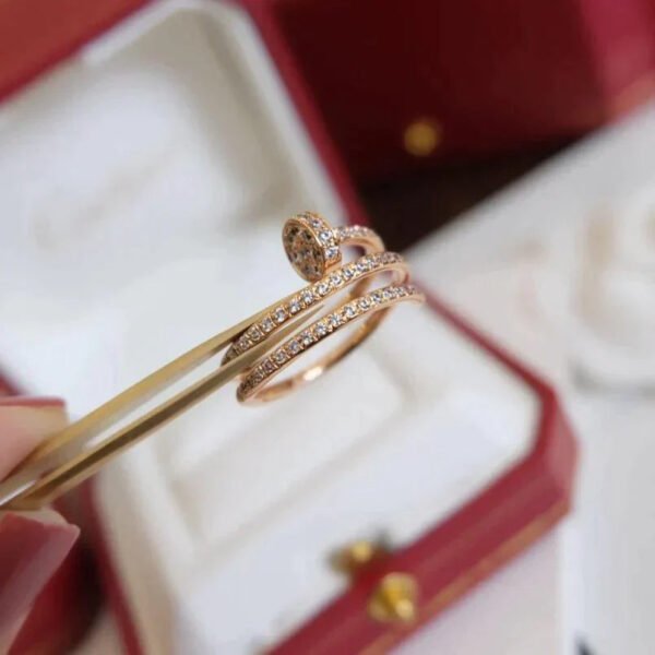 JUSTE RING 1.8MM ROSE GOLD DOUBLE ROW DIAMONDS