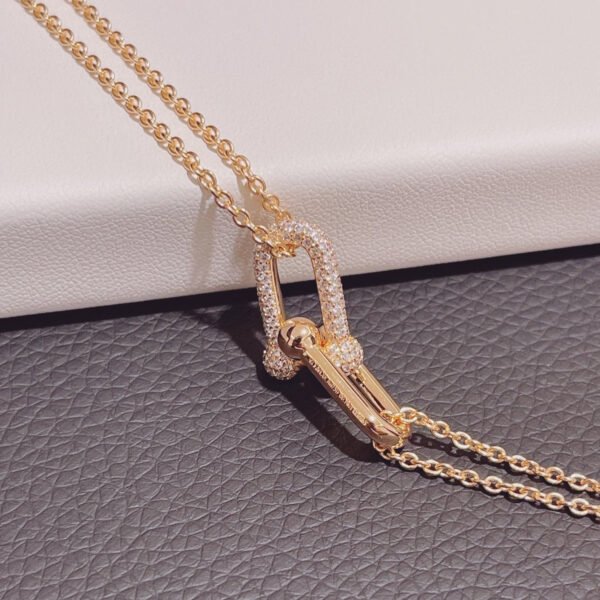 HARDWEAR DOUBLE LINK PEDANT ROSE GOLD DIAMOND NECKLACE