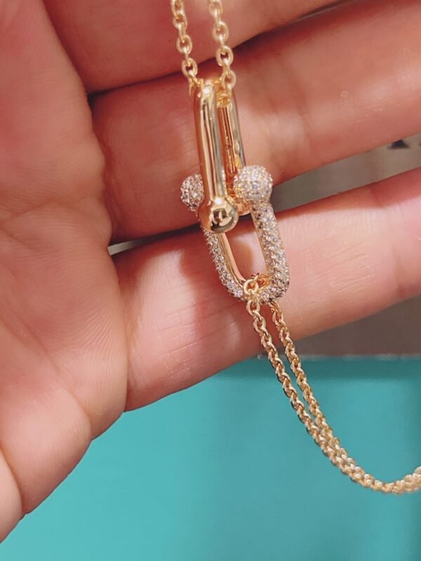 HARDWEAR DOUBLE LINK PEDANT ROSE GOLD DIAMOND NECKLACE