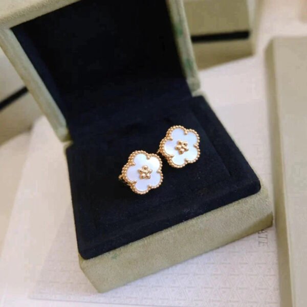 LUCKY PLUM BLOSSOM WHITE MOP  EARRINGS