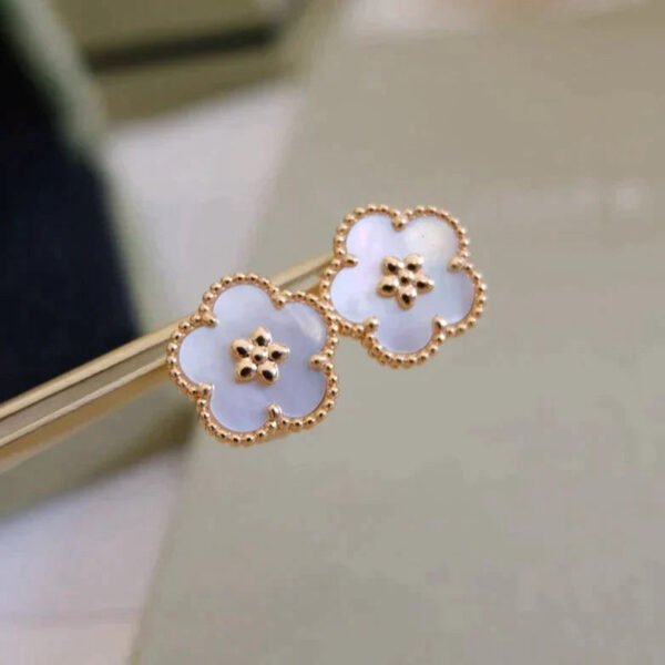 LUCKY PLUM BLOSSOM WHITE MOP  EARRINGS