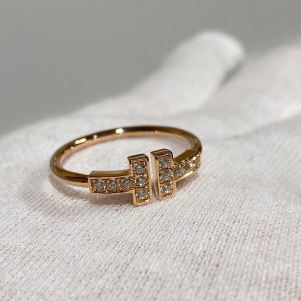 T WIRE RING DIAMOND ROSE GOLD