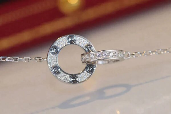 LOVE DOUBLE RING DIAMOND NECKLACE
