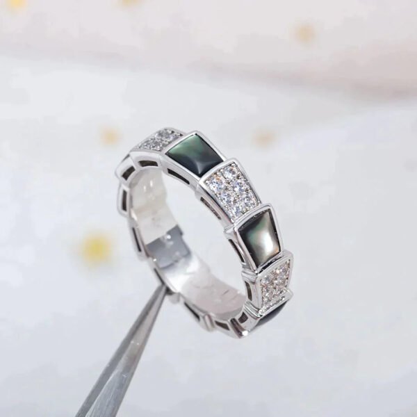 SERPENTI RING SILVER DIAMOND BLACK MOP 4MM