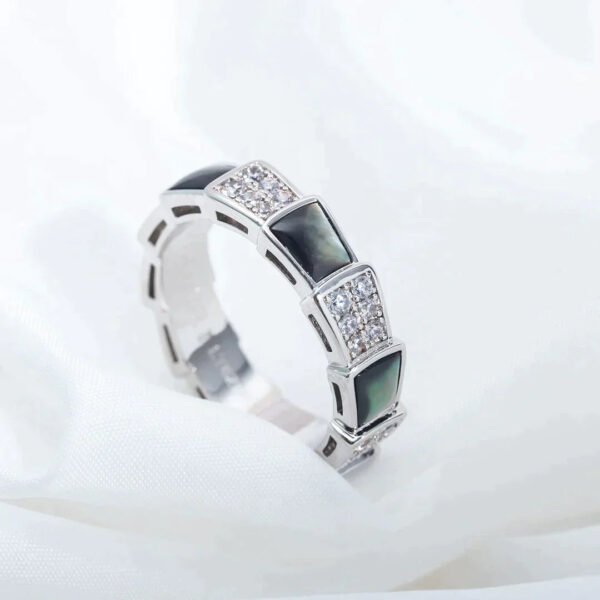 SERPENTI RING SILVER DIAMOND BLACK MOP 4MM