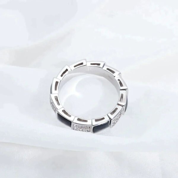 SERPENTI RING SILVER DIAMOND BLACK MOP 4MM