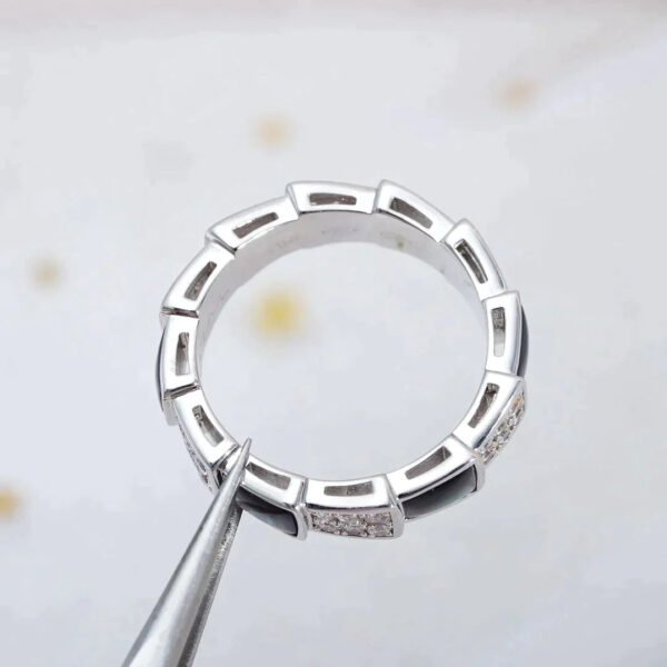 SERPENTI RING SILVER DIAMOND BLACK MOP 4MM
