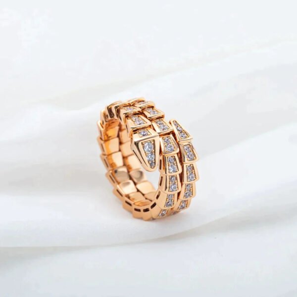SERPENTI RING ROSE GOLD DIAMOND DOUBLE ROW