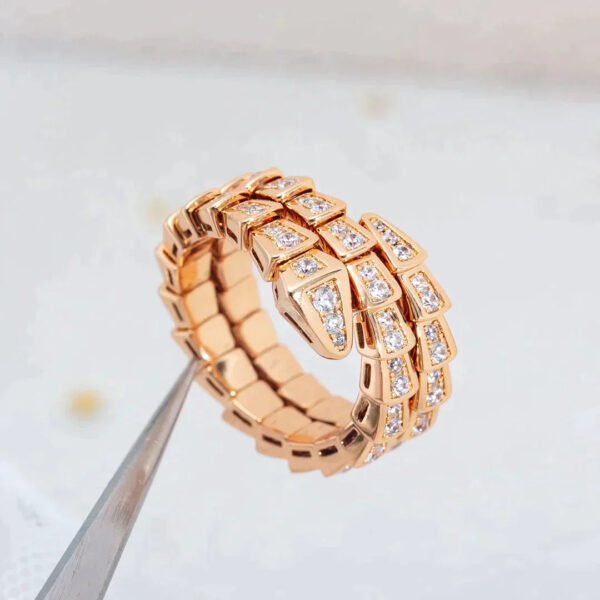 SERPENTI RING ROSE GOLD DIAMOND DOUBLE ROW