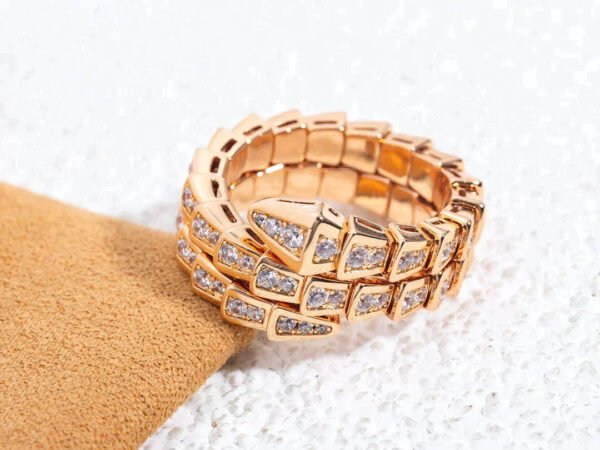 SERPENTI RING ROSE GOLD DIAMOND DOUBLE ROW