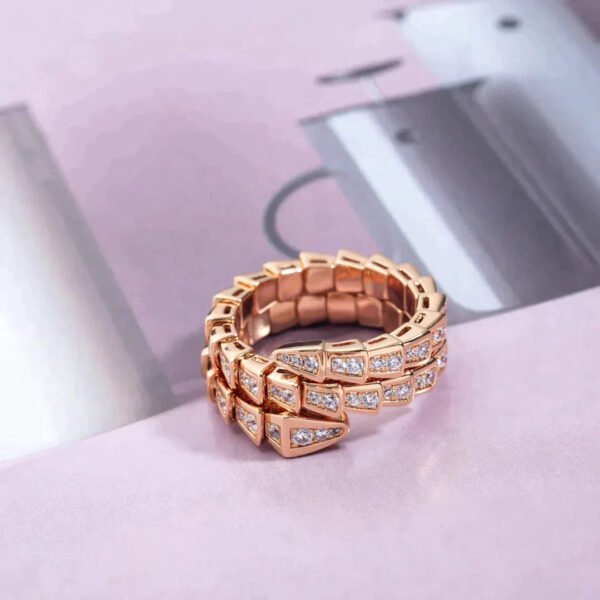 SERPENTI RING ROSE GOLD DIAMOND DOUBLE ROW