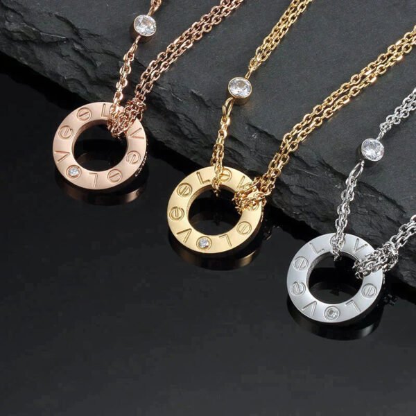LOVE NECKLACE 16MM 2 DIAMONDS