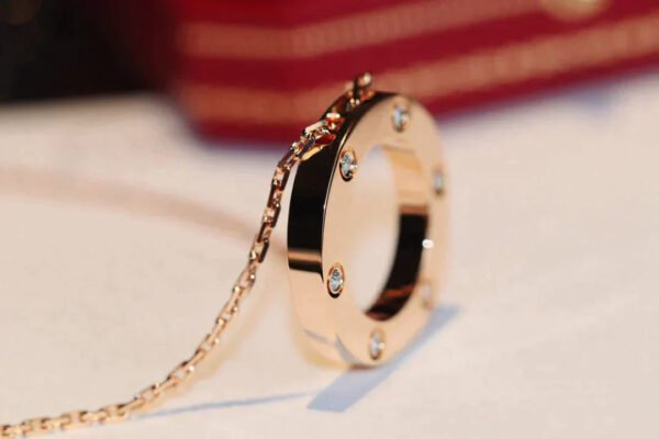 LOVE NECKLACE 16MM 6 DIAMONDS ROSE GOLD