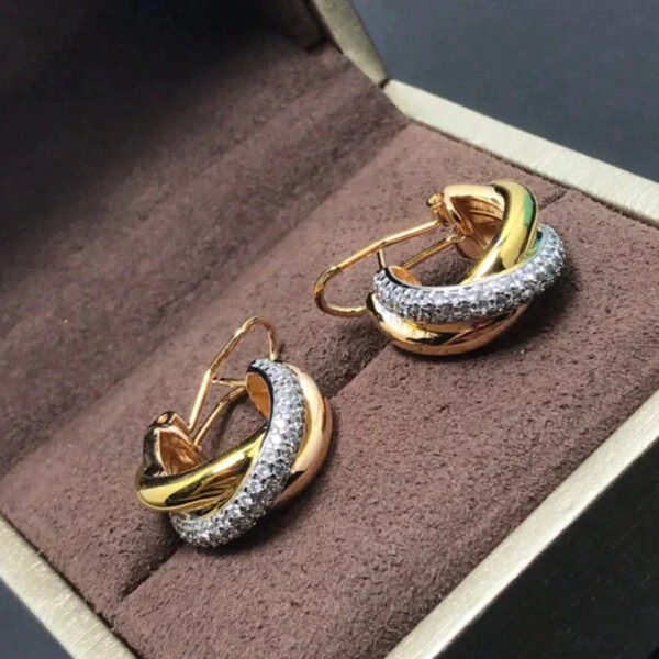 TRINITY ROSE GOLD DIAMOND GOLD EARRINGS