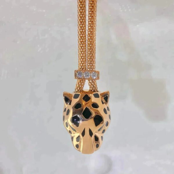 PANTHERE ROSE GOLD ONYX NECKLACE