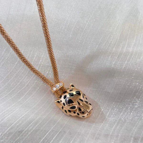 PANTHERE ROSE GOLD ONYX NECKLACE