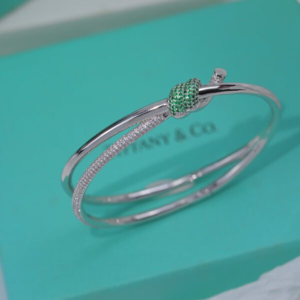 KNOT DOUBLE ROW SILVER DIAMOND BRACELET