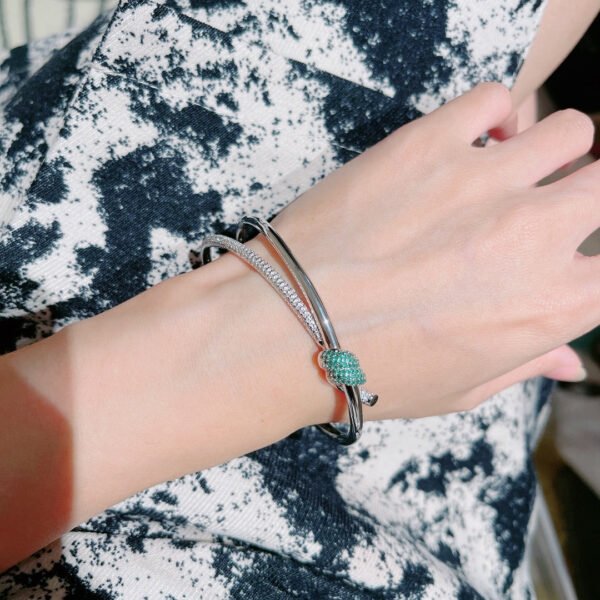 KNOT DOUBLE ROW SILVER DIAMOND BRACELET