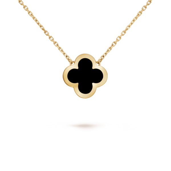 PURE CLOVER GOLD ONYX NECKLACE