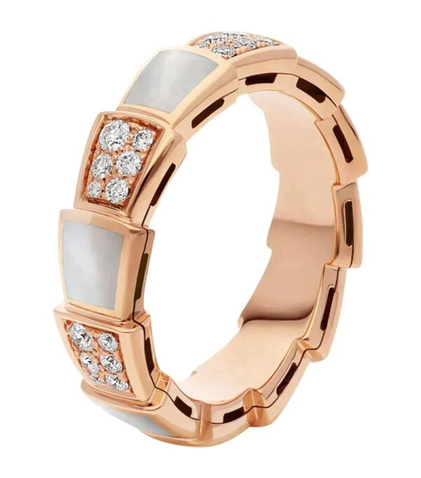 SERPENTI RING ROSE GOLD MOP DIAMOND PAVED 4MM