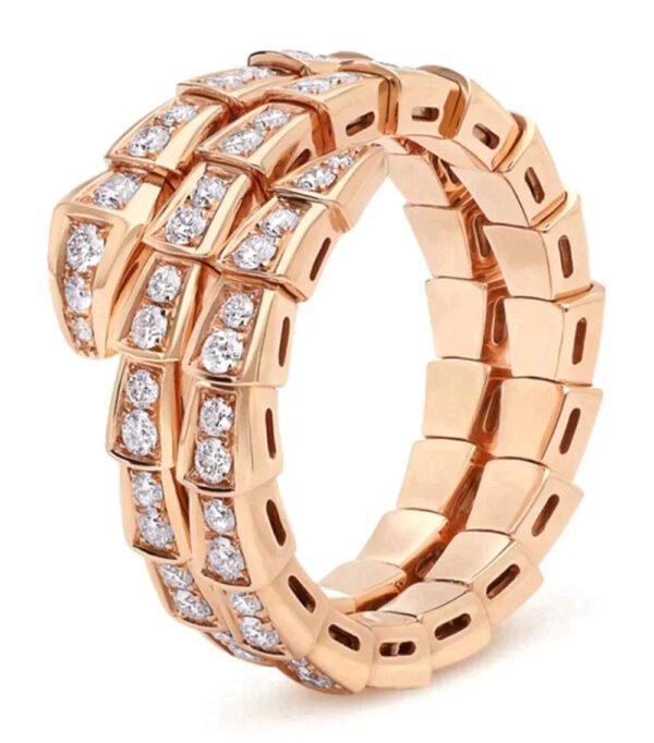 SERPENTI RING ROSE GOLD DIAMOND DOUBLE ROW