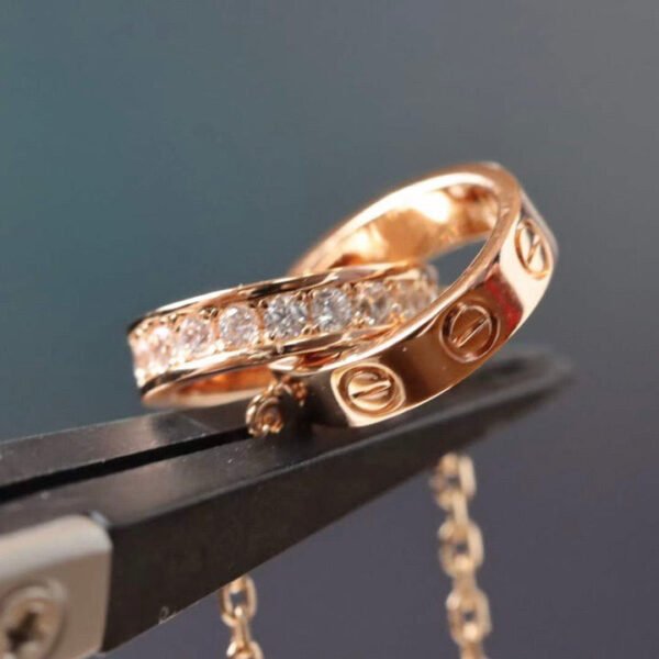 LOVE NECKLACE ROSE GOLD AND SILVER DIAMOND