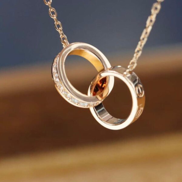 LOVE NECKLACE ROSE GOLD AND SILVER DIAMOND