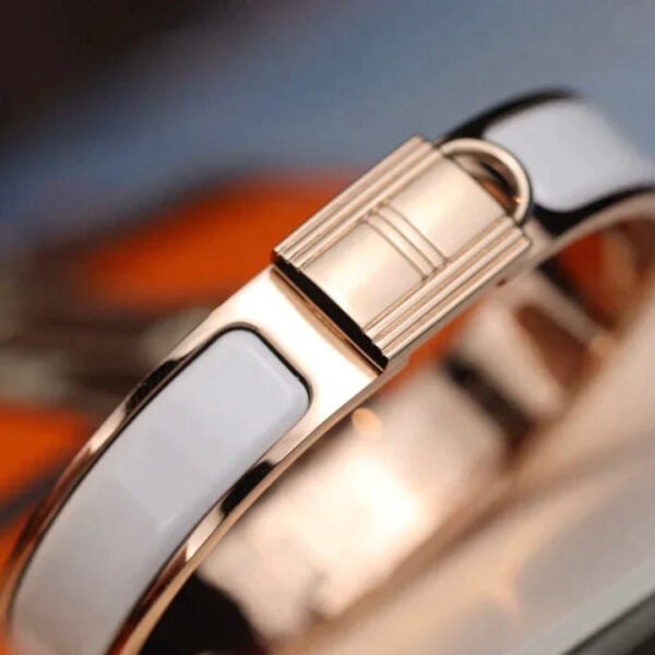 H LOCK GREY PINK GOLD BRACELET 12MM