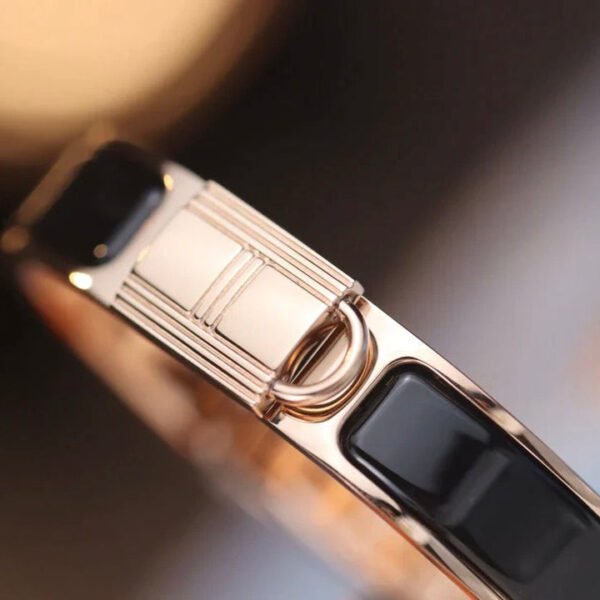 H LOCK BLACK PINK GOLD BRACELET 12MM