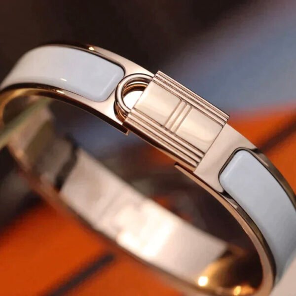 H LOCK GREY PINK GOLD BRACELET 12MM