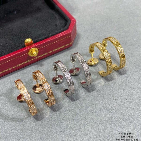 LOVE EARRINGS 5.7MM 2 ROW DIAMONDS