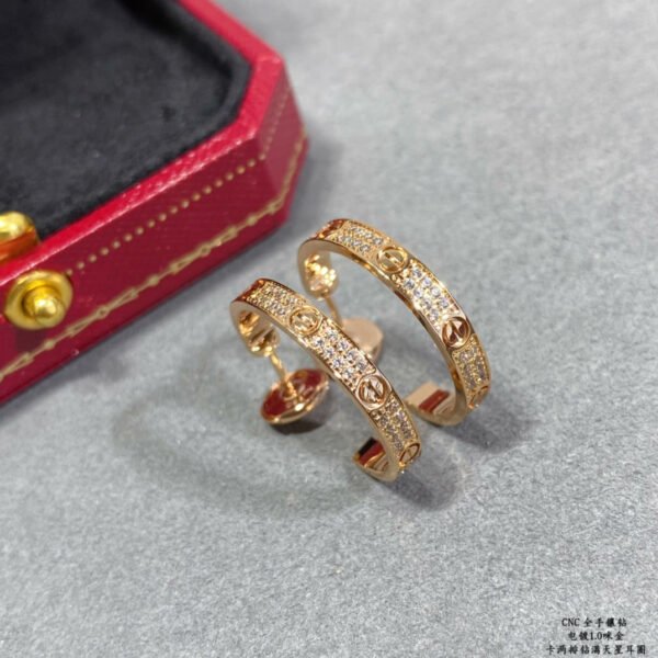 LOVE EARRINGS 5.7MM 2 ROW DIAMONDS