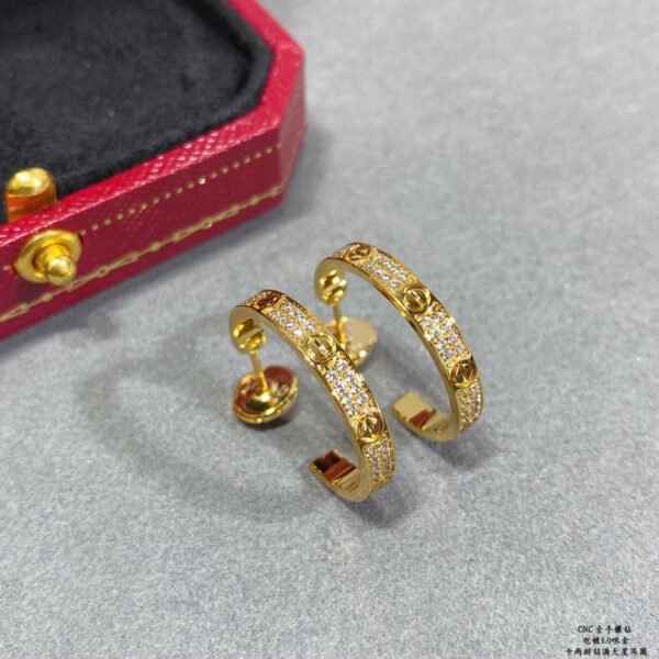 LOVE EARRINGS 5.7MM 2 ROW DIAMONDS