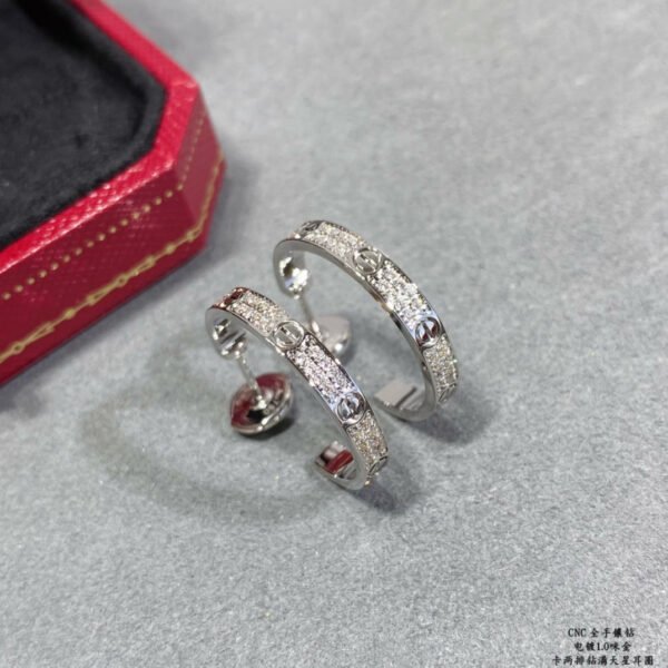 LOVE EARRINGS 5.7MM 2 ROW DIAMONDS