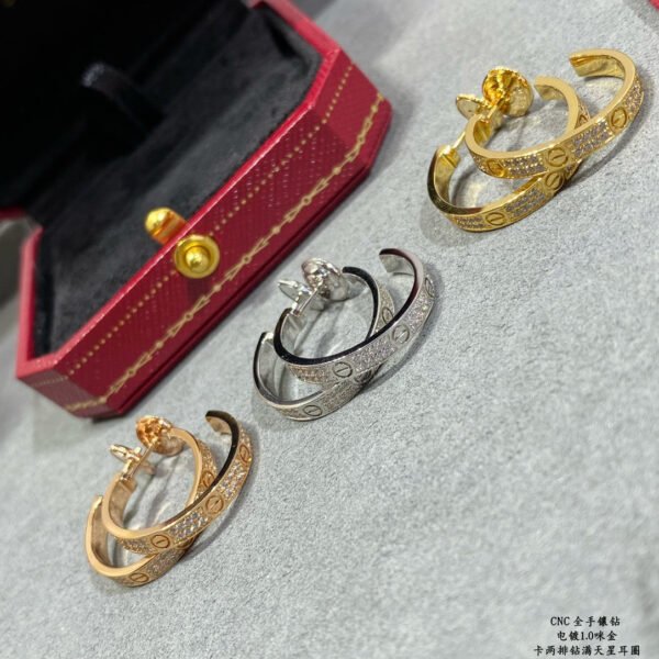 LOVE EARRINGS 5.7MM 2 ROW DIAMONDS