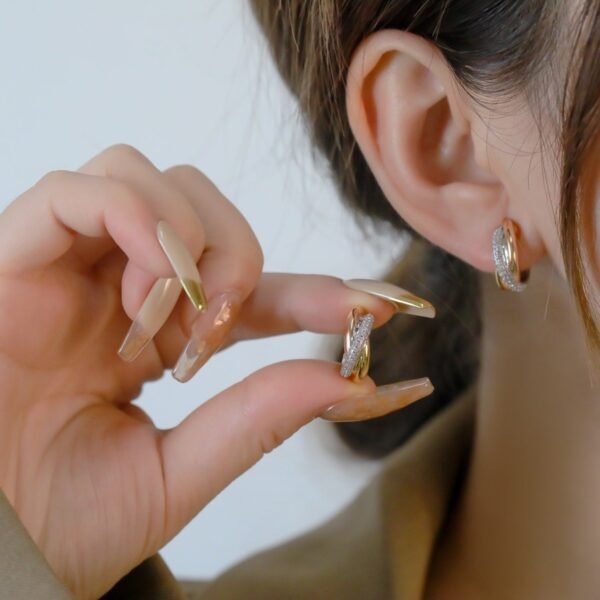 TRINITY ROSE GOLD DIAMOND GOLD EARRINGS