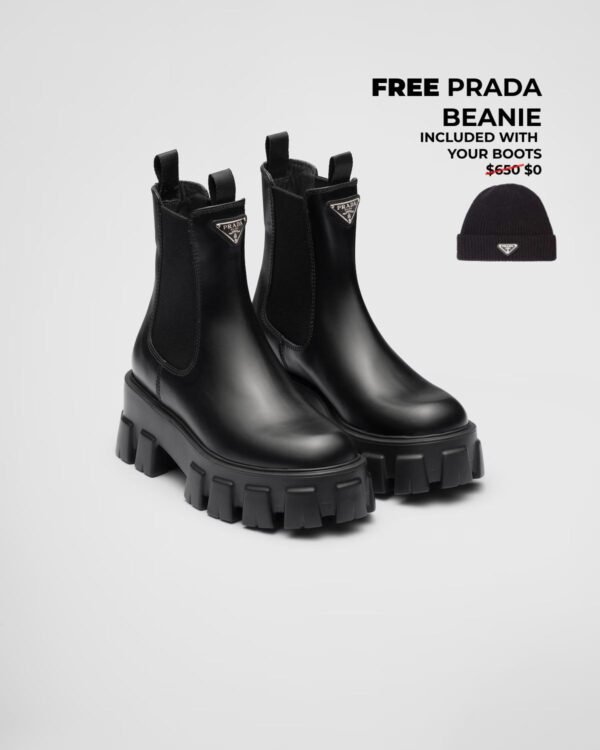 Monolith brushed leather booties