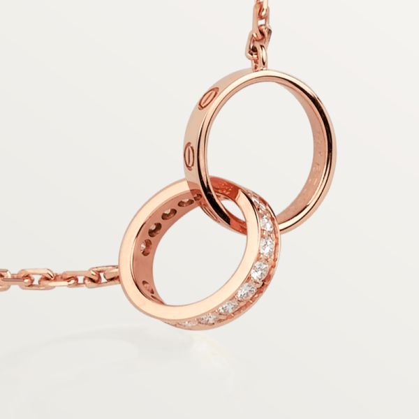 LOVE NECKLACE ROSE GOLD AND SILVER DIAMOND