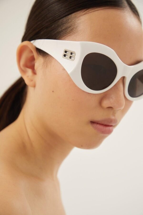 Balenciaga hourglass round sunglasses in white - Lux Studios