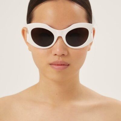 Balenciaga hourglass round sunglasses in white - Lux Studios