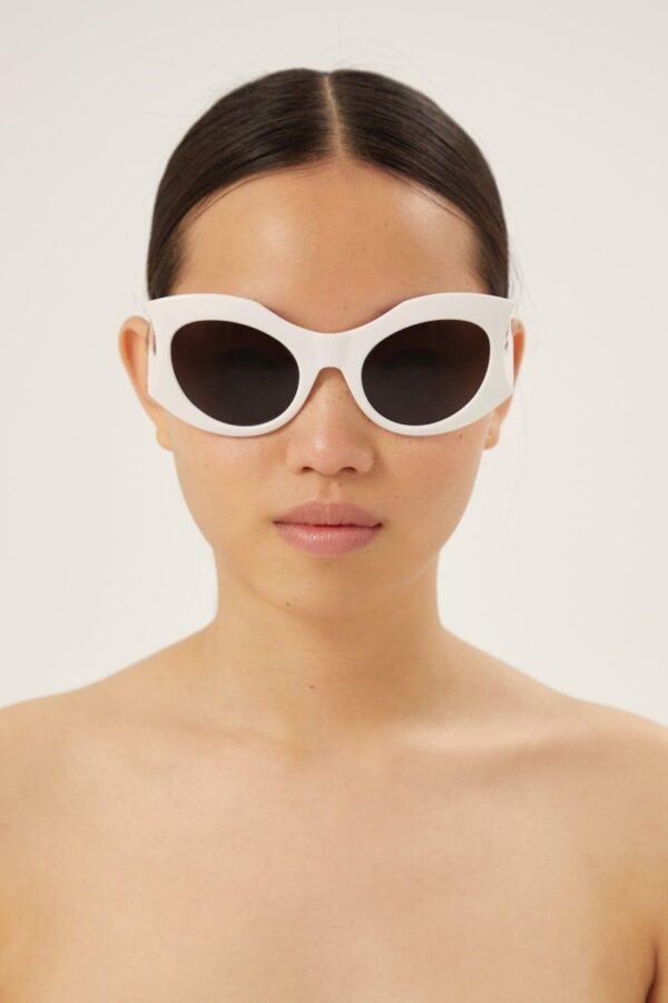 Balenciaga hourglass round sunglasses in white - Lux Studios