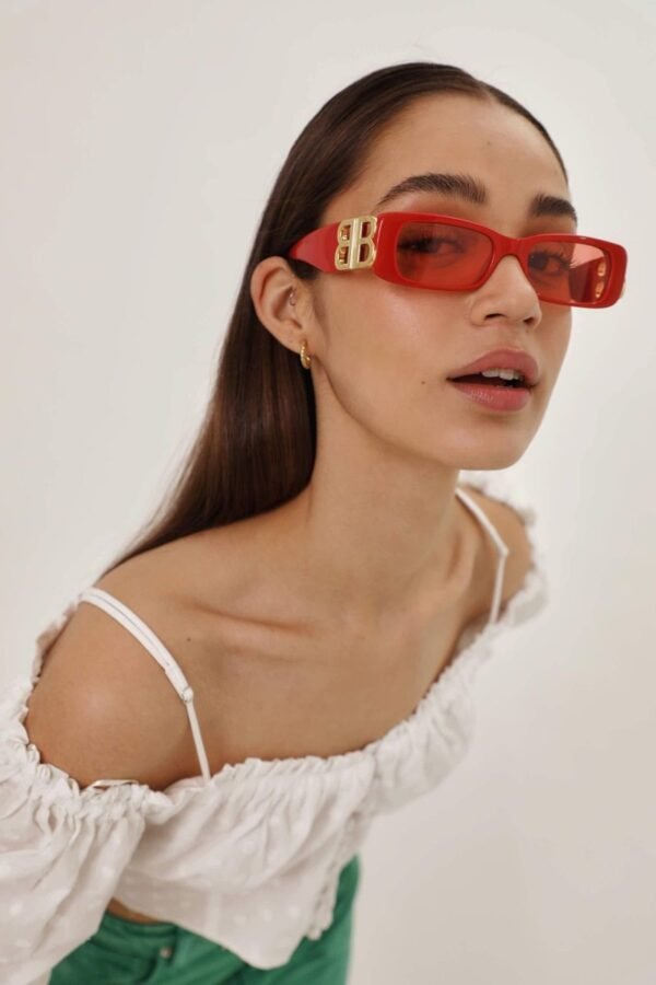 Balenciaga micro red sunglasses featuring BB logo - Lux Studios