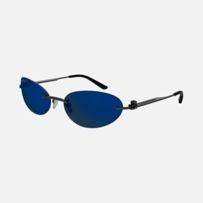 Balenciaga oval metal black and blue sunglasses - Lux Studios