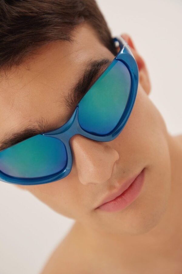 Balenciaga Xpander blue BB0202s-003 wrap around sunglasses - Lux Studios