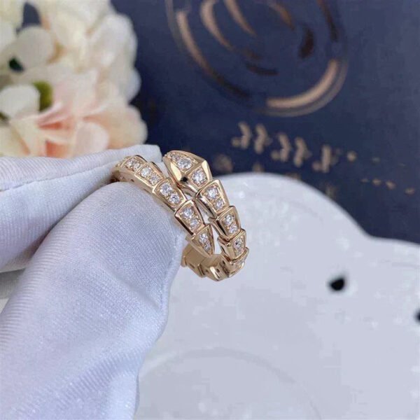 SERPENTI RING ROSE GOLD DIAMOND PAVED 4MM