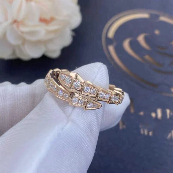 SERPENTI RING ROSE GOLD DIAMOND PAVED 4MM